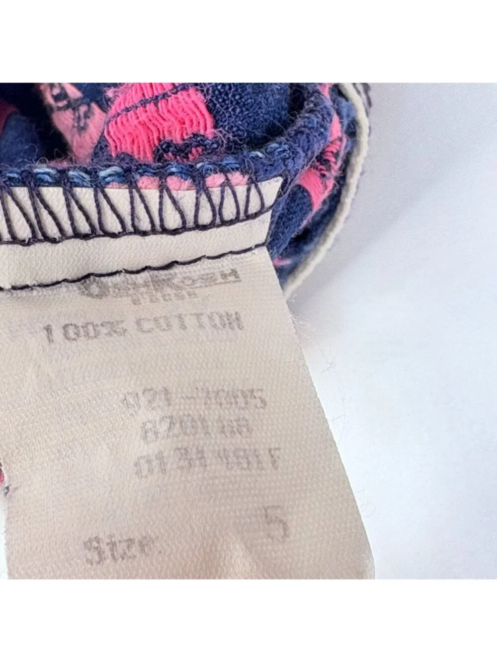 Vintage Oshkosh Girls Pink Ribbon Bow Embroidered Denim Dress 5